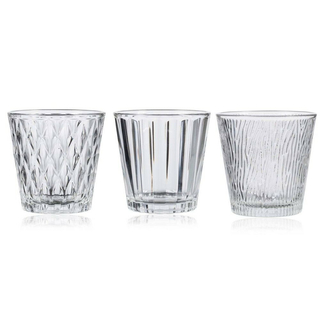 Votiv Glas Set 3 tlg. ELEGANCE  7 cm  - 7 cm KLAR (Vermietung)