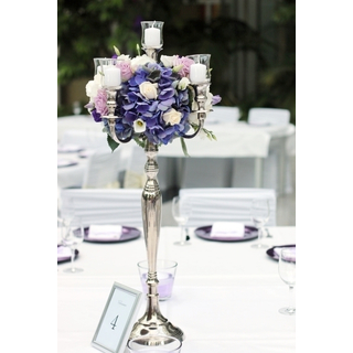 Kerzenstnder Classic 5-Arm H. 80 cm - SILBER inkl. Glasaufsatz (Vermietung)