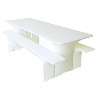 Bierzeltgarniturhussen STRETCH 3tlg. WEISS 50cm x 220 cm